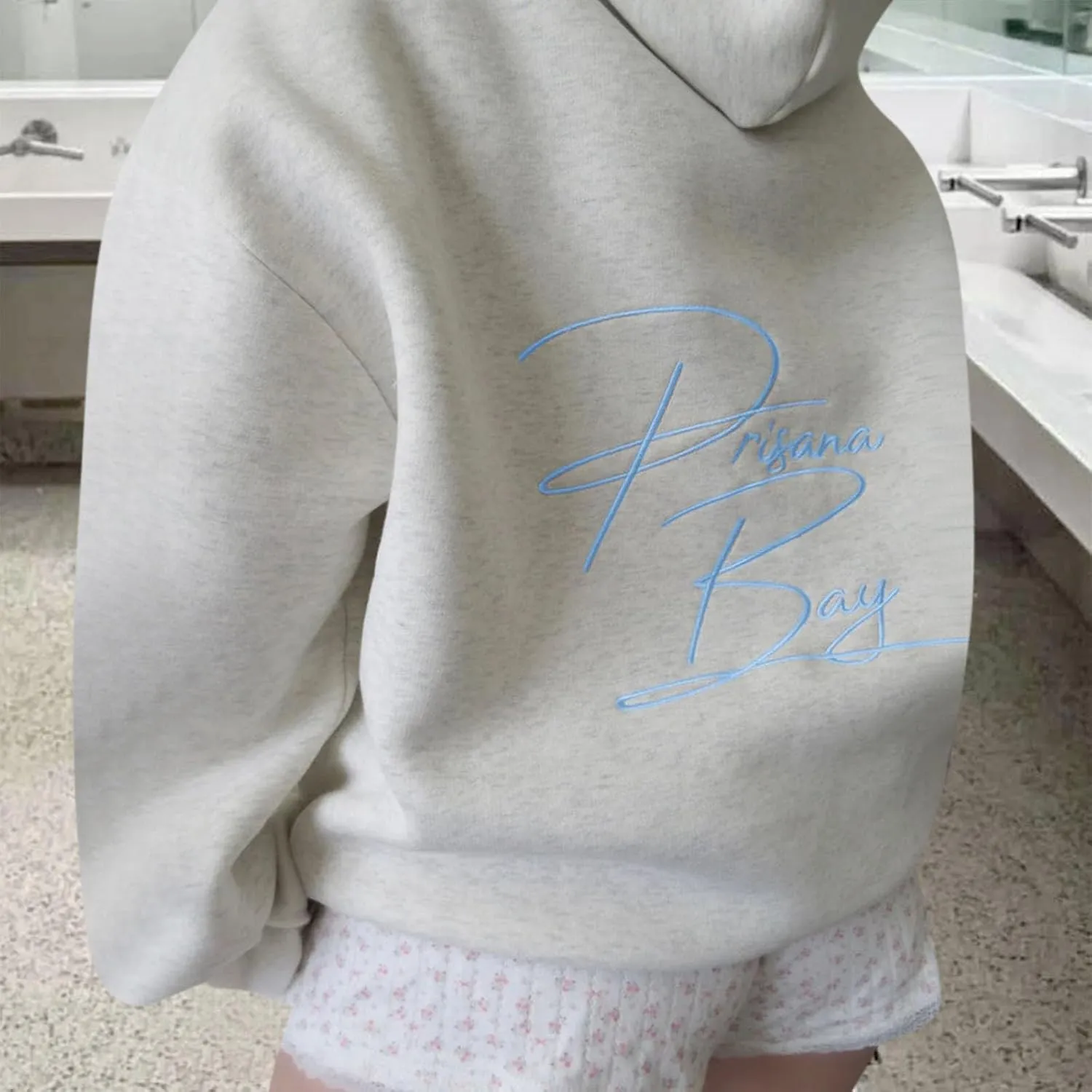 Embroidered Bow Hoodie For Women Trendy Preppy Sweatshirts Aesthetic Hoodies Cute Hoodie Casual Essential Sweater