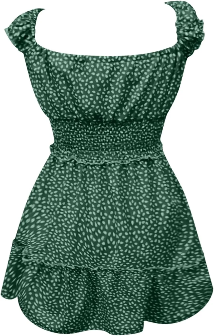Floral Dress for Women Square Neck Ruffle Cap Sleeve Tie Front Mini Dress A Line Tiered Elastic Waist Summer Dresses