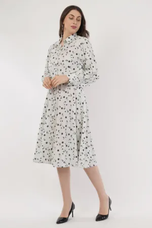 Florence Mint Green Long Cotton Shirt Floral Dress