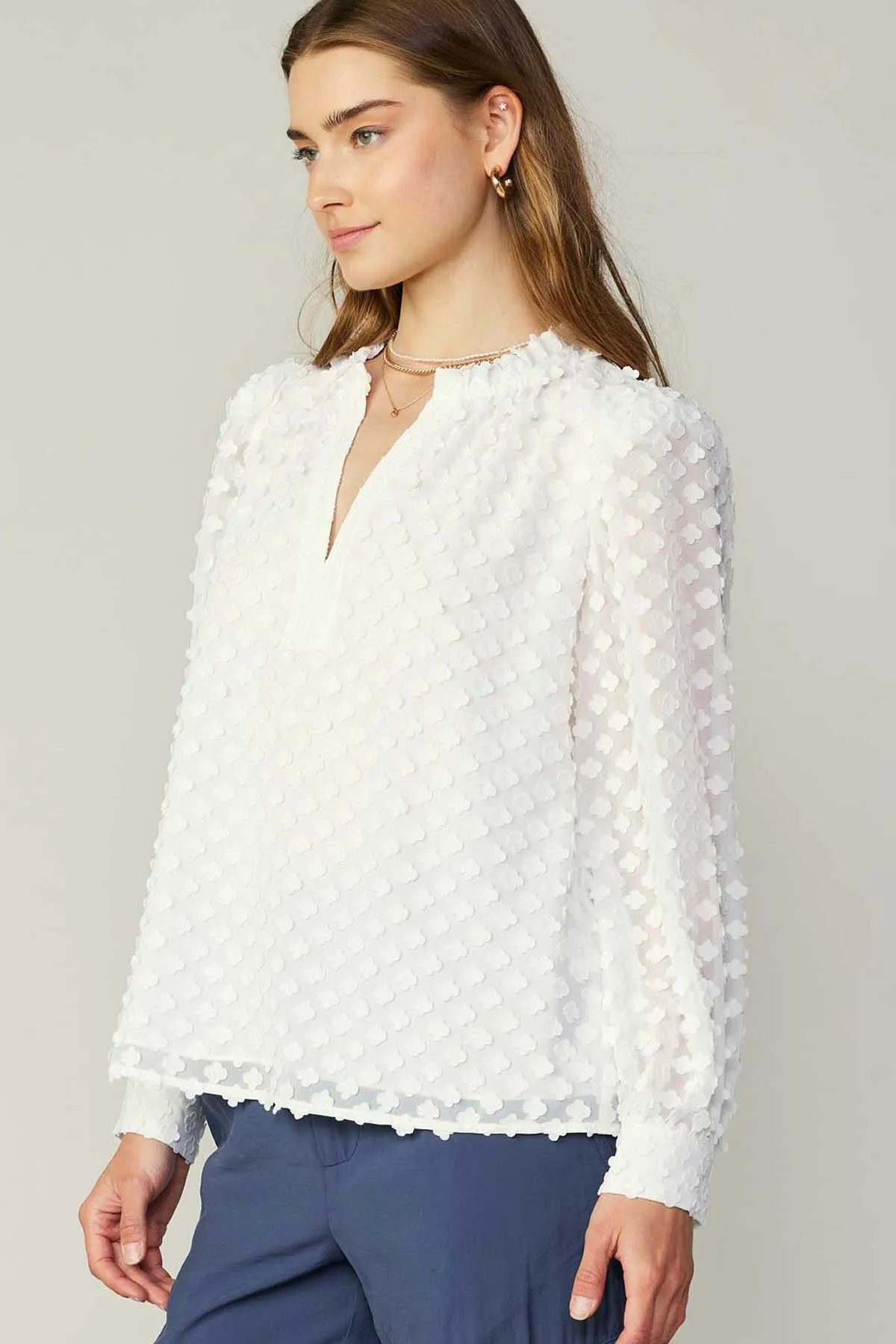 Flower Jacquard Blouse