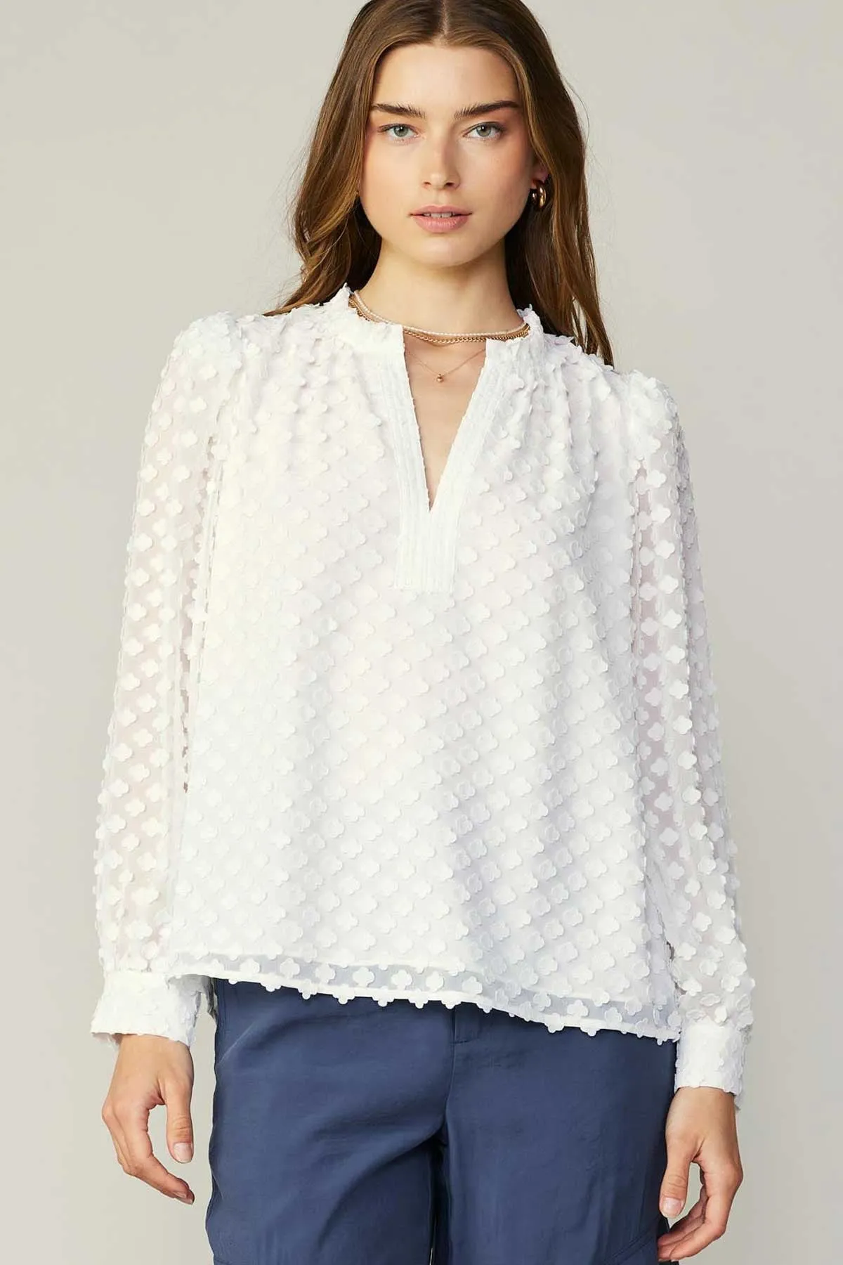 Flower Jacquard Blouse