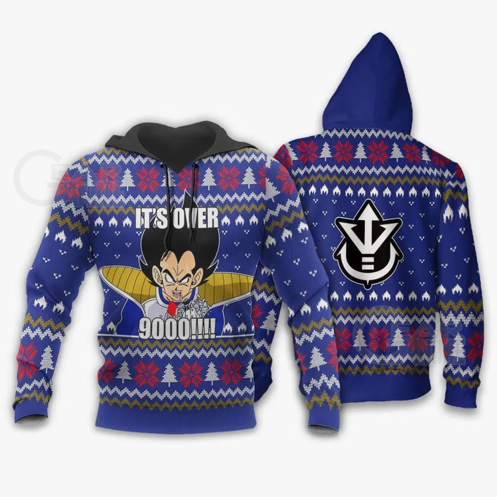 Giftngon - Vegeta Ugly Christmas Sweater It's Over 9000 Funny DBZ Xmas Gift For Kids