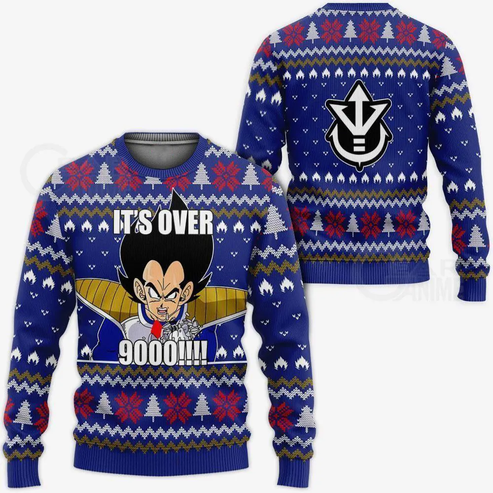 Giftngon - Vegeta Ugly Christmas Sweater It's Over 9000 Funny DBZ Xmas Gift For Kids