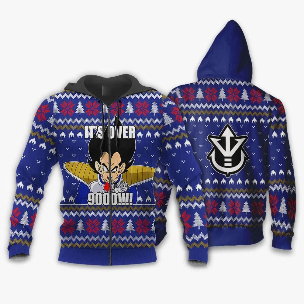 Giftngon - Vegeta Ugly Christmas Sweater It's Over 9000 Funny DBZ Xmas Gift For Kids