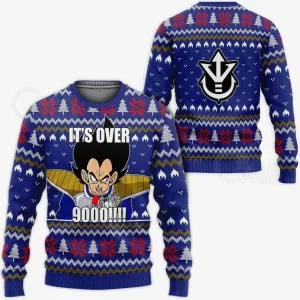 Giftngon - Vegeta Ugly Christmas Sweater It's Over 9000 Funny DBZ Xmas Gift For Kids