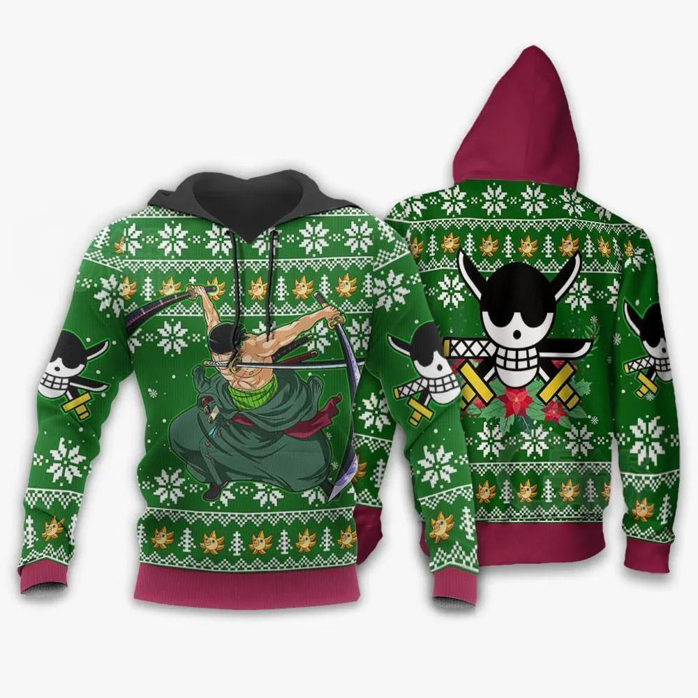 Giftngon - Zoro Ugly Christmas Sweater One Piece Anime Xmas