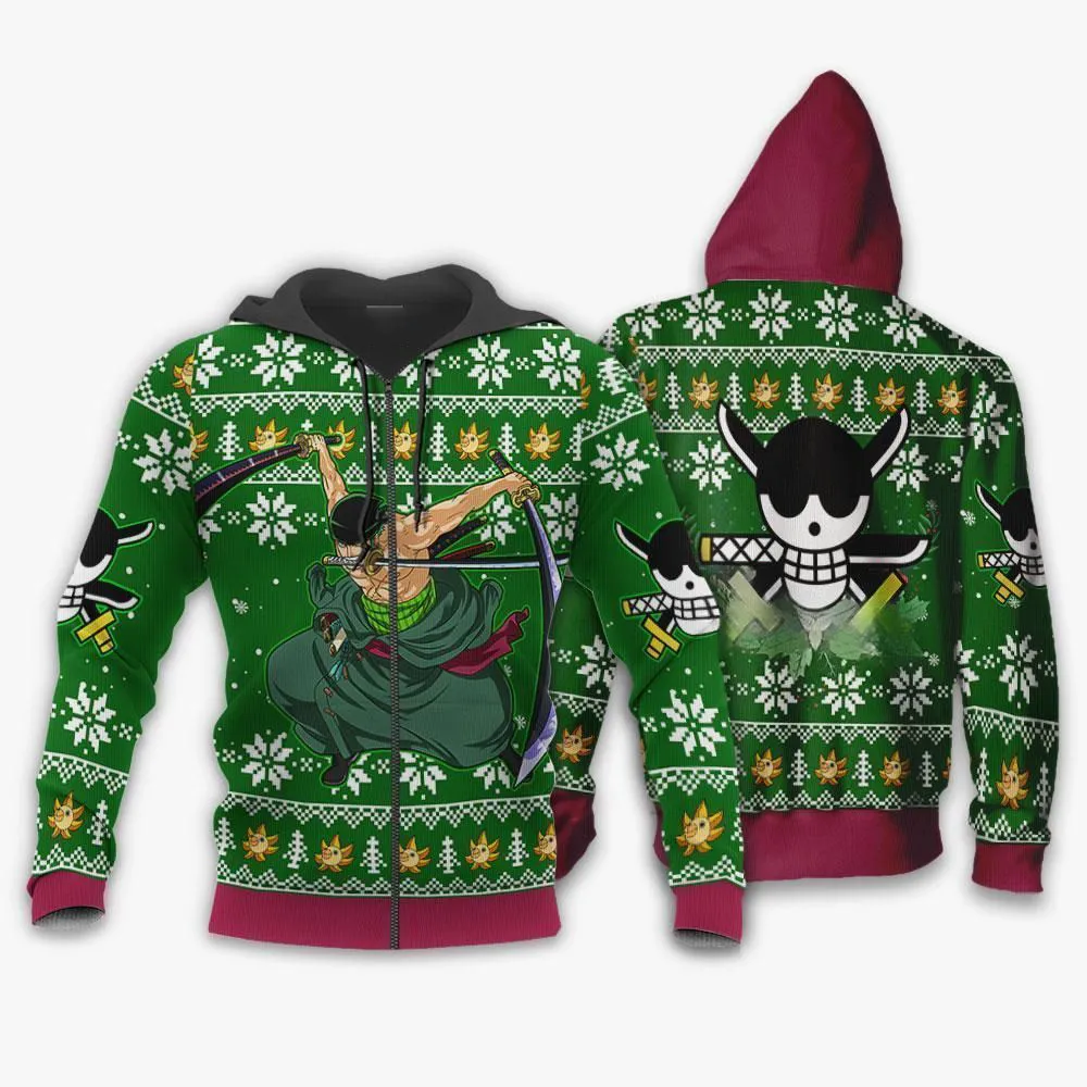 Giftngon - Zoro Ugly Christmas Sweater One Piece Anime Xmas