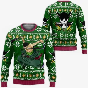 Giftngon - Zoro Ugly Christmas Sweater One Piece Anime Xmas