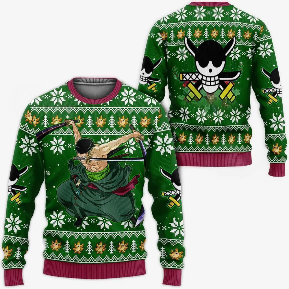 Giftngon - Zoro Ugly Christmas Sweater One Piece Anime Xmas
