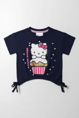 Hello Kitty Side Tie T-Shirt Navy