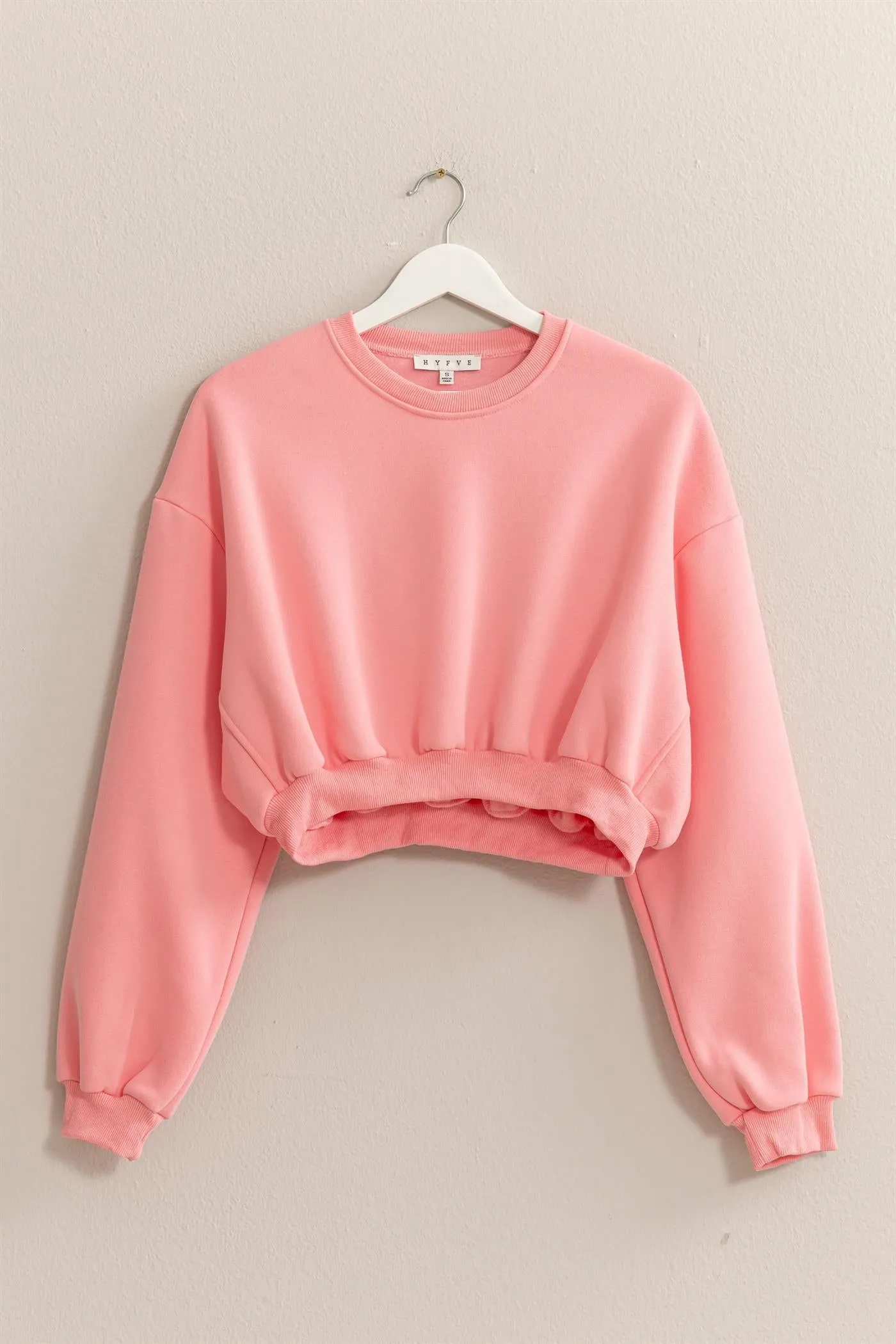 HF24E983-WASHED FRENCH TERRY CROPPED SWEATSHIRT