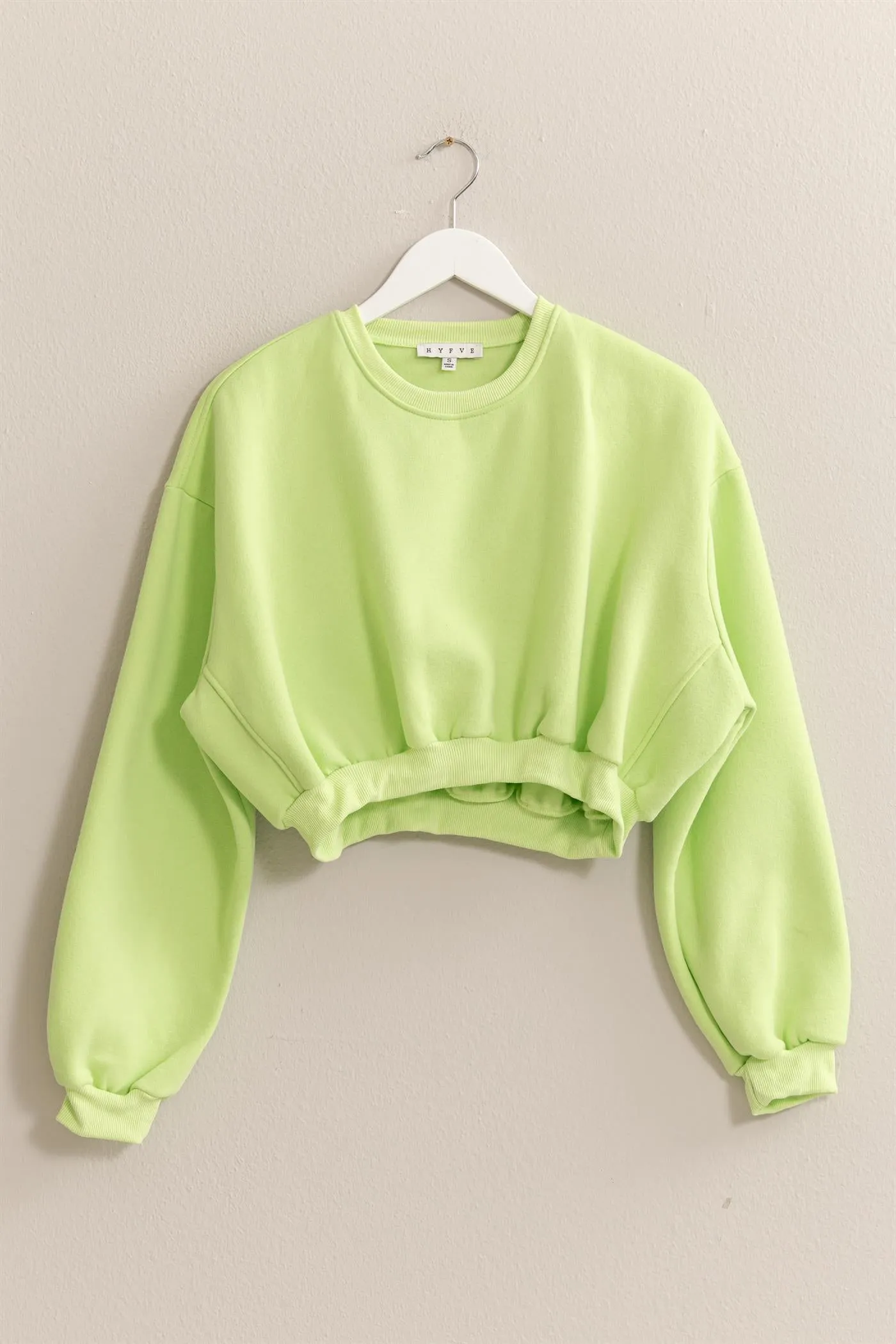 HF24E983-WASHED FRENCH TERRY CROPPED SWEATSHIRT