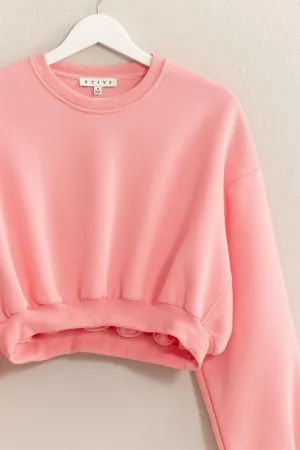 HF24E983-WASHED FRENCH TERRY CROPPED SWEATSHIRT