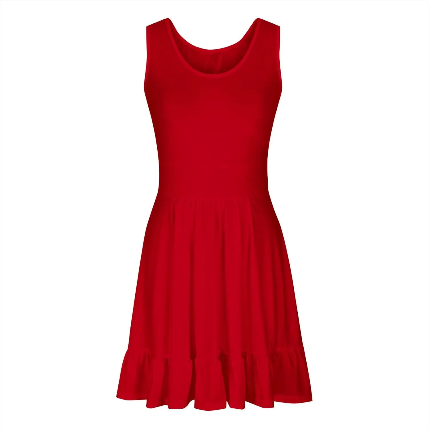HGps8w Women's Beach Sundress Casual Solid 2025 Summer Sleeveless Loose Ruffle Hem A Line Mini Tank Dresses