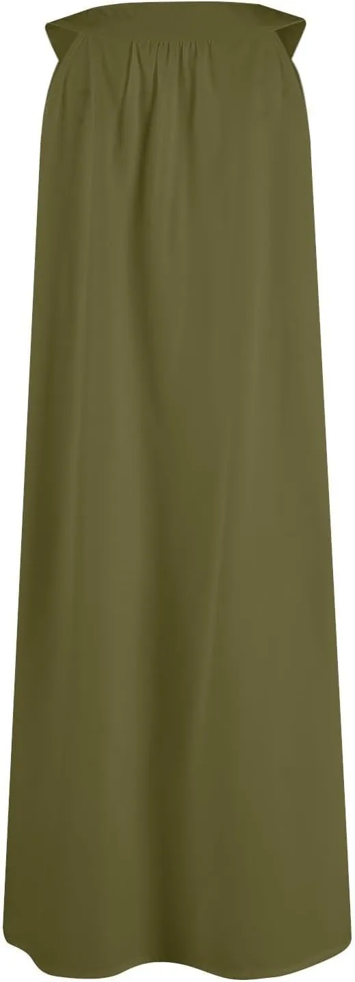 hlysgo Womens Dress 2025 Summer Casual Loose Fit Sleeveless V Neck Pajamas Dresses Solid Comfy Beach Vacation Mini Sundress