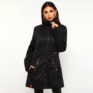 Hot Goth Coats Casual Winter Warm Black Gothic Slim Turtleneck Zipper Solid Pocket Jackets Overcoat