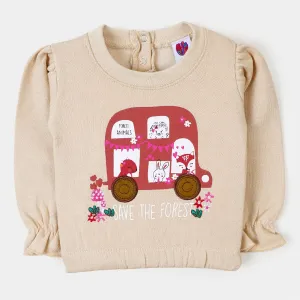 Infant Girls Sweatshirt Save The Forest-Beige