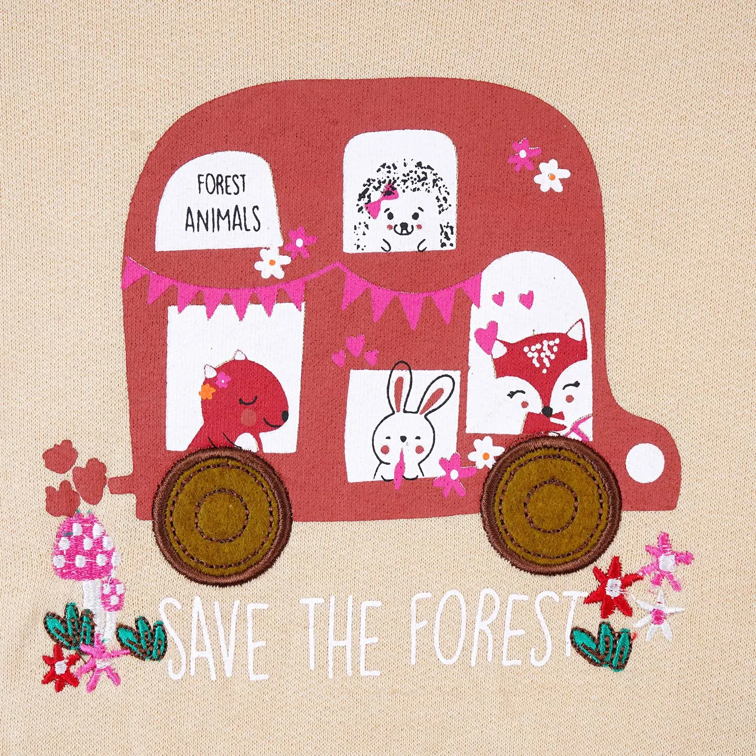 Infant Girls Sweatshirt Save The Forest-Beige