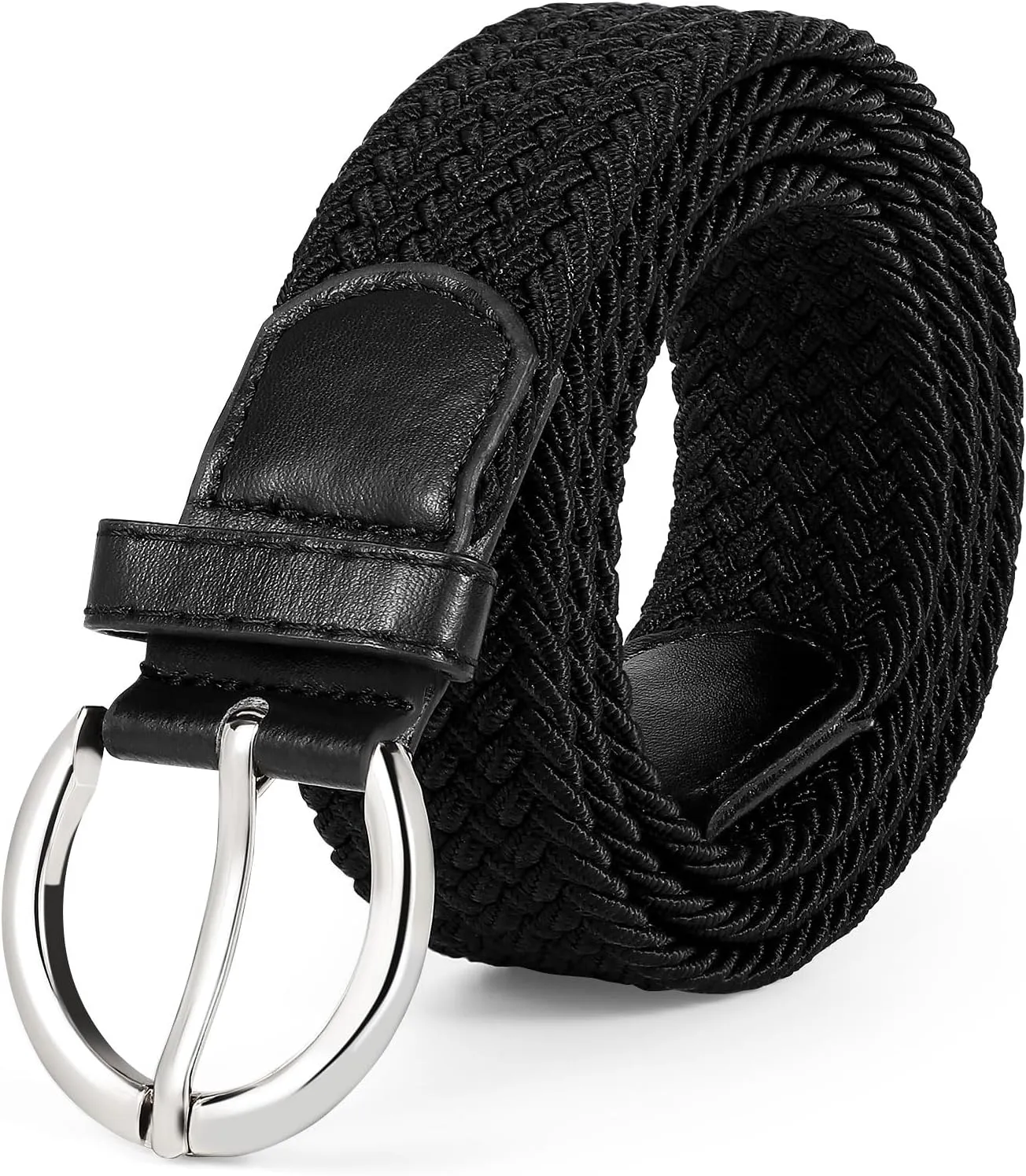 JASGOOD Women Braided Woven Elastic Stretch Belt Canvas Casual Belt for Jeans Pants