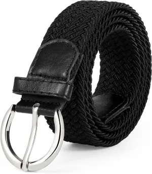 JASGOOD Women Braided Woven Elastic Stretch Belt Canvas Casual Belt for Jeans Pants