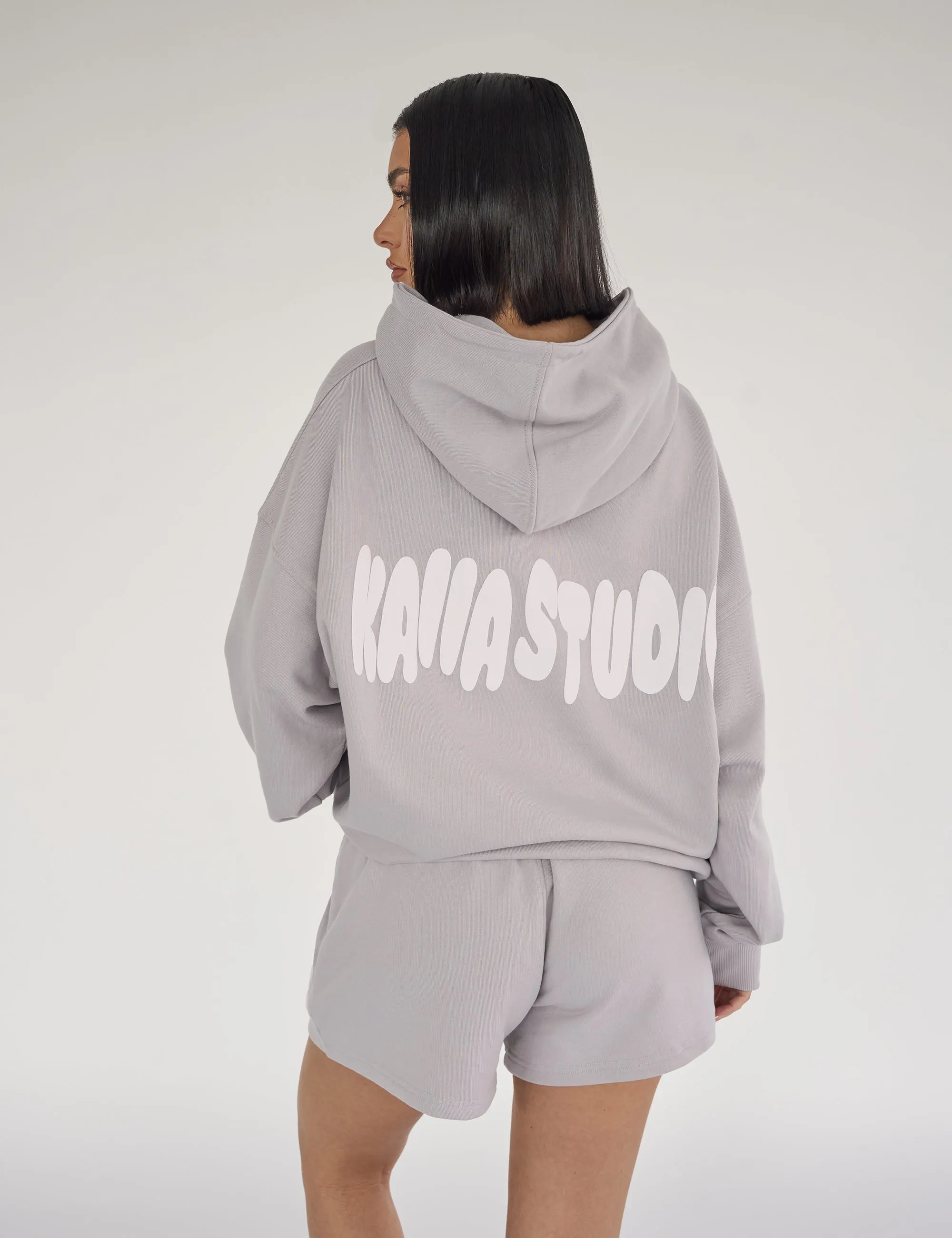Kaiia Studio Bubble Logo Oversized Hoodie Light Grey