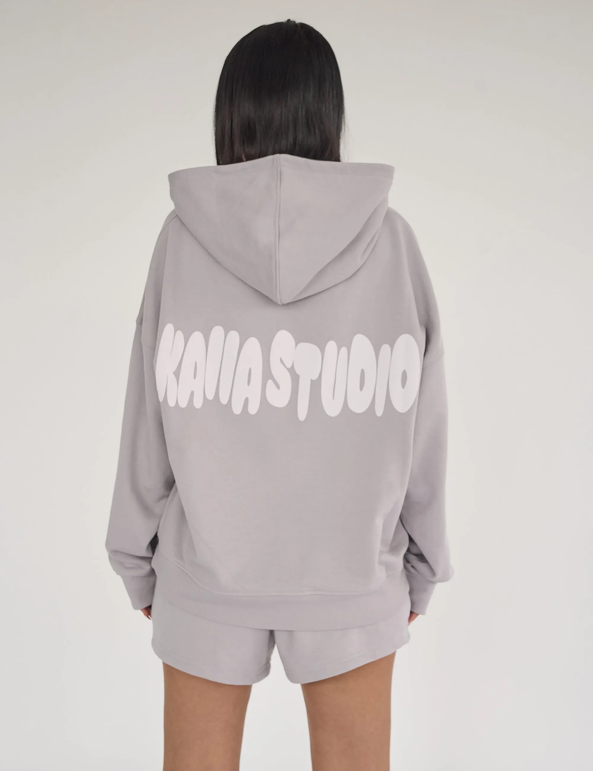 Kaiia Studio Bubble Logo Oversized Hoodie Light Grey