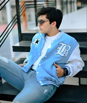 LA Letterman Jacket Sky Blue | Varsity Jackets | The Divine Shop | Unisex