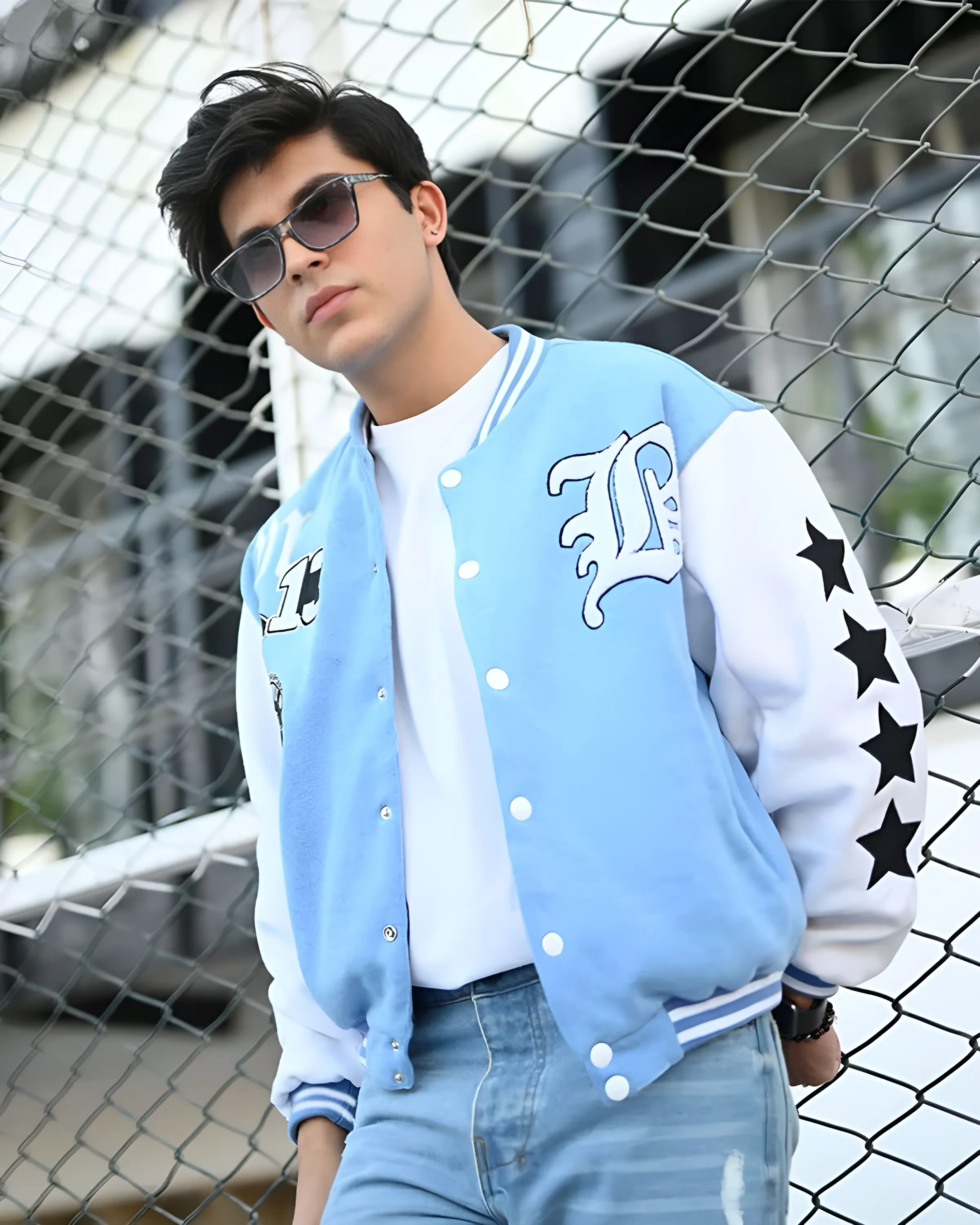 LA Letterman Jacket Sky Blue | Varsity Jackets | The Divine Shop | Unisex