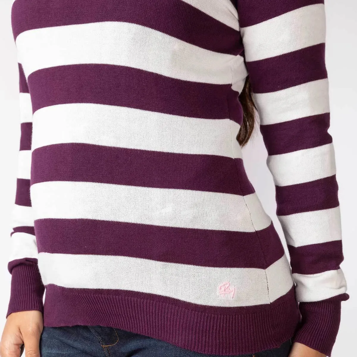 Ladies Stripey Crew Neck Sweater