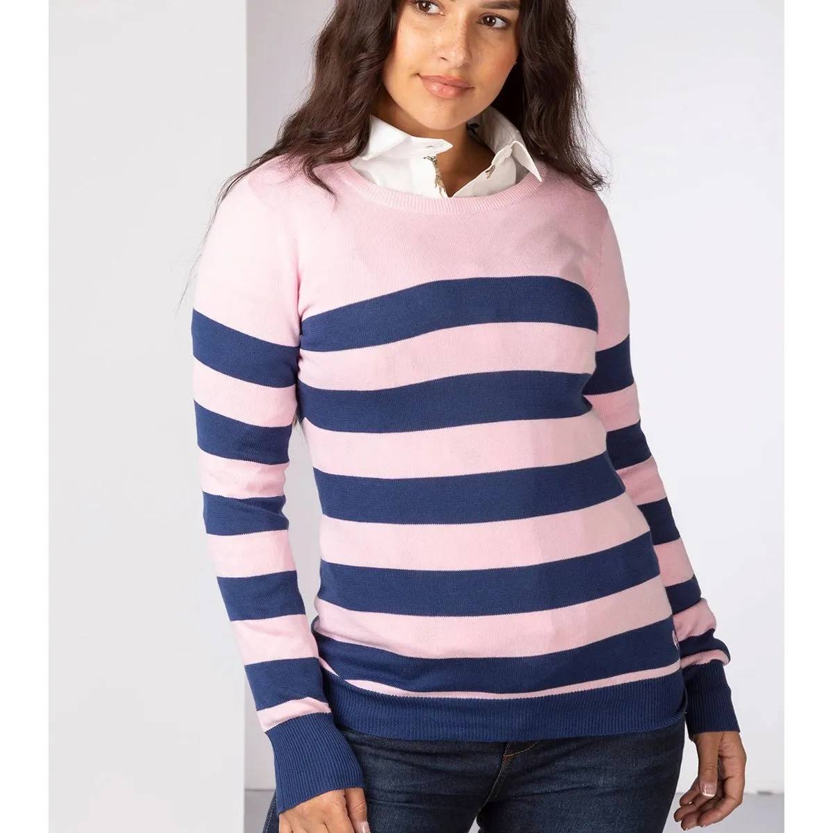 Ladies Stripey Crew Neck Sweater