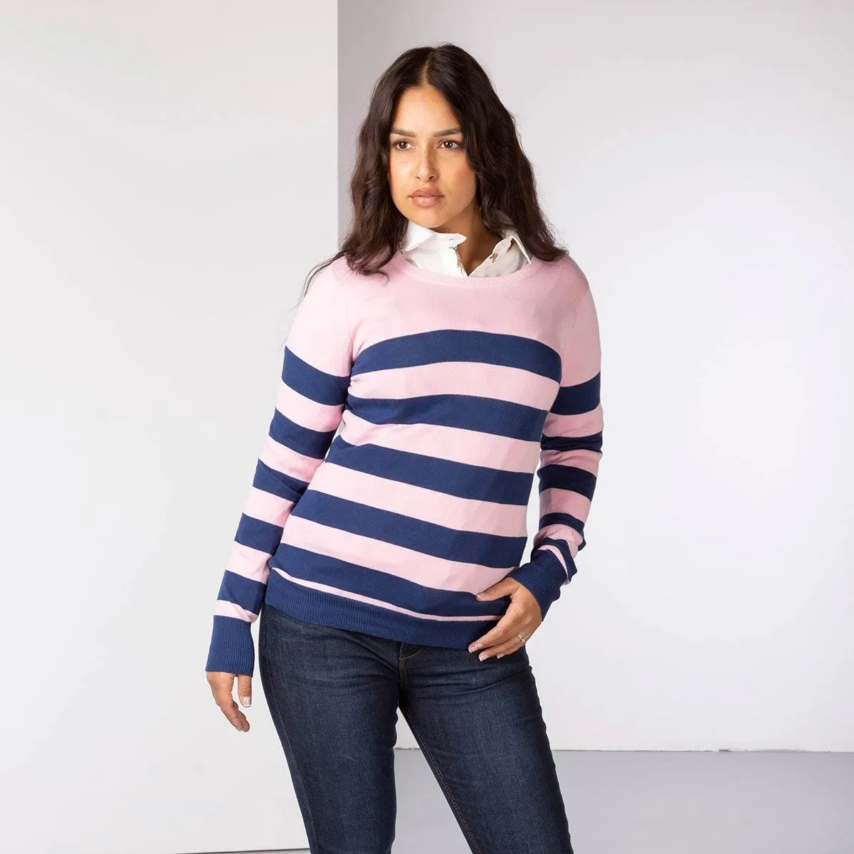 Ladies Stripey Crew Neck Sweater