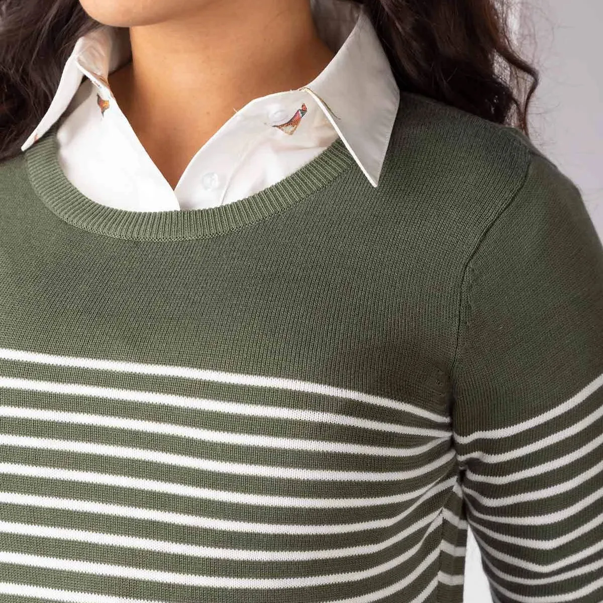 Ladies Stripey Crew Neck Sweater