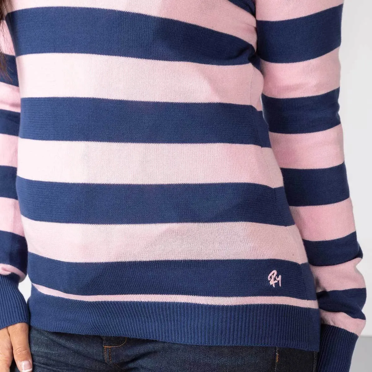 Ladies Stripey Crew Neck Sweater