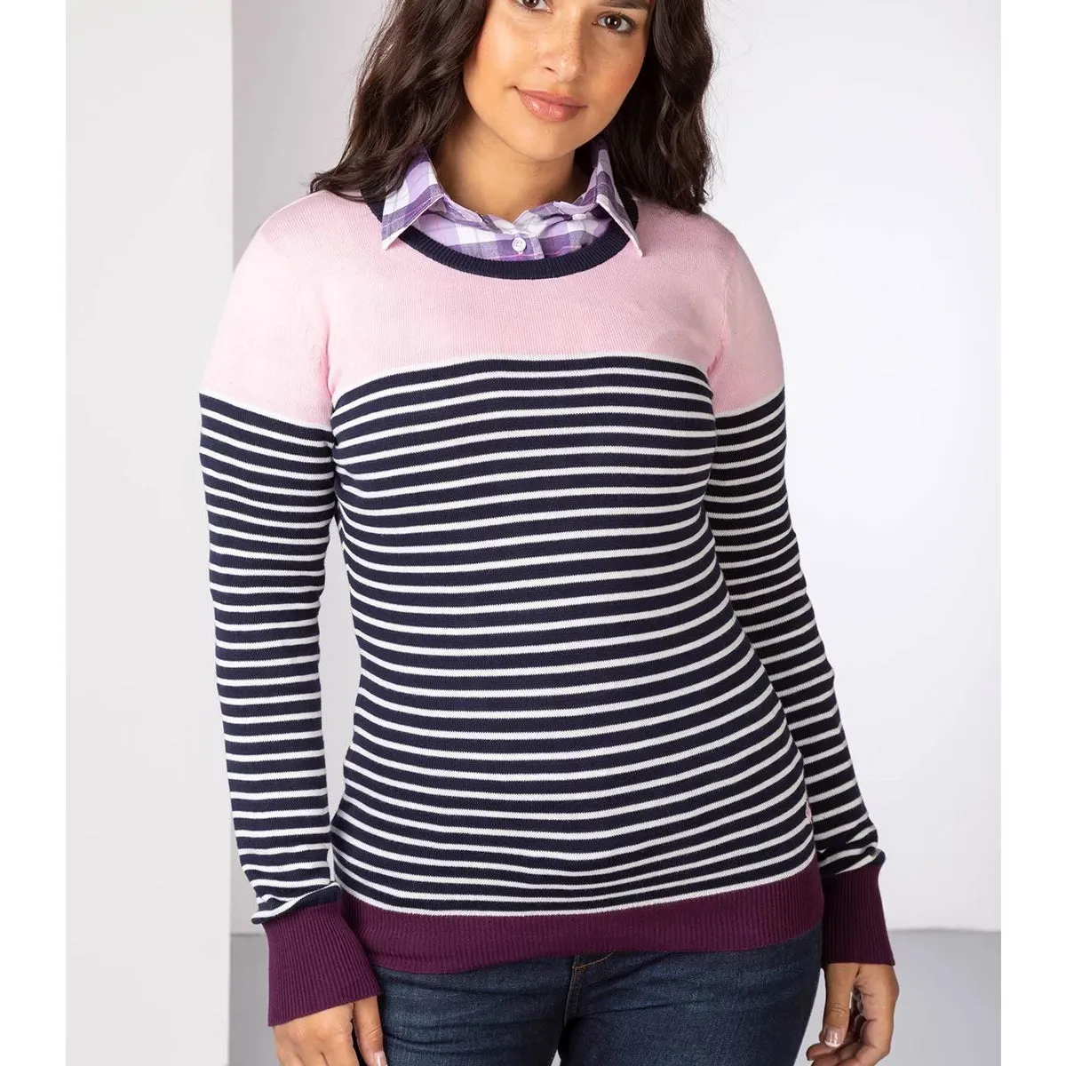 Ladies Stripey Crew Neck Sweater