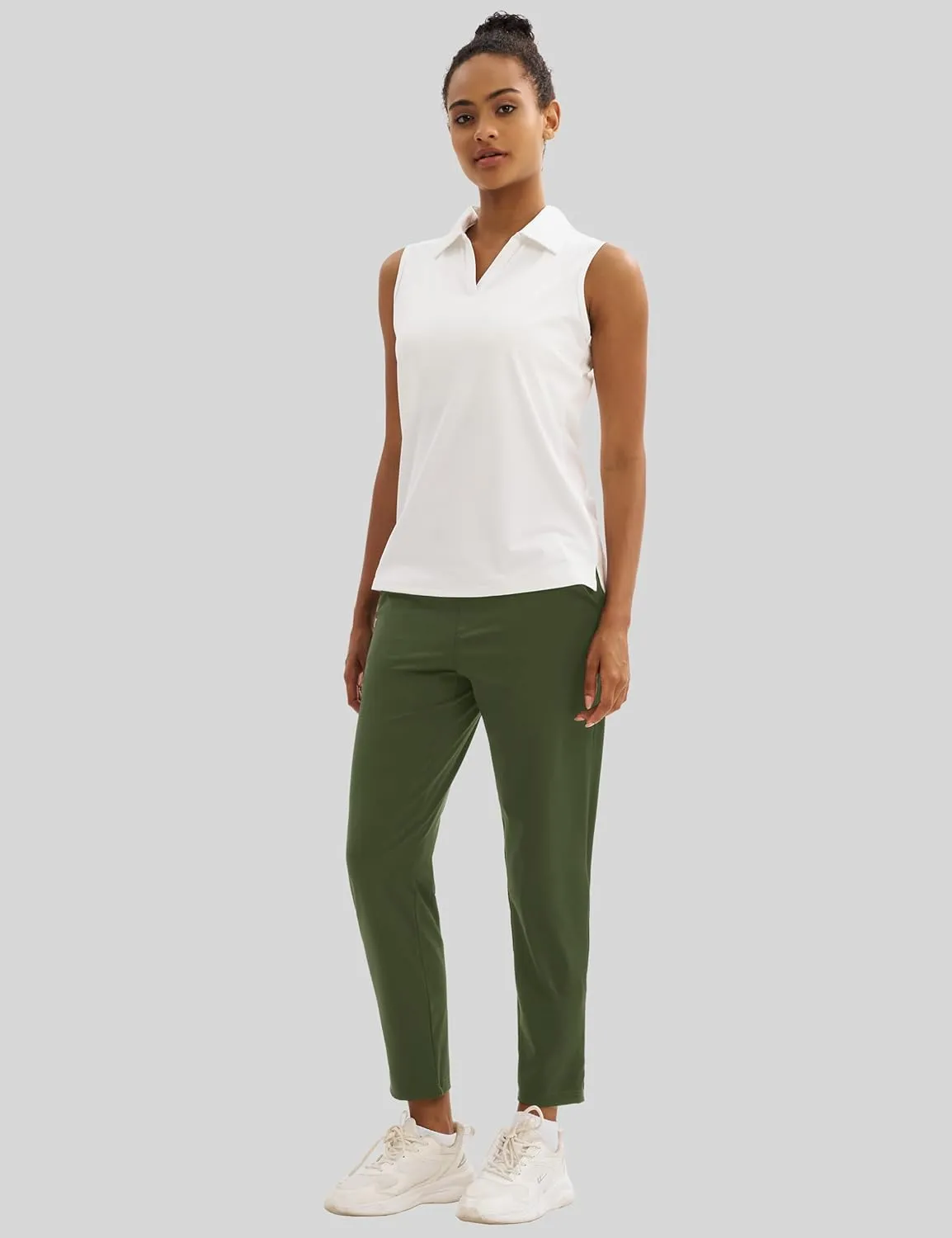 MAGCOMSEN Womens Golf Pants UPF 50  High Waisted Stretch 7/8 Ankle Dress Work Casual Slack Summer Travel Pants 5 Pockets