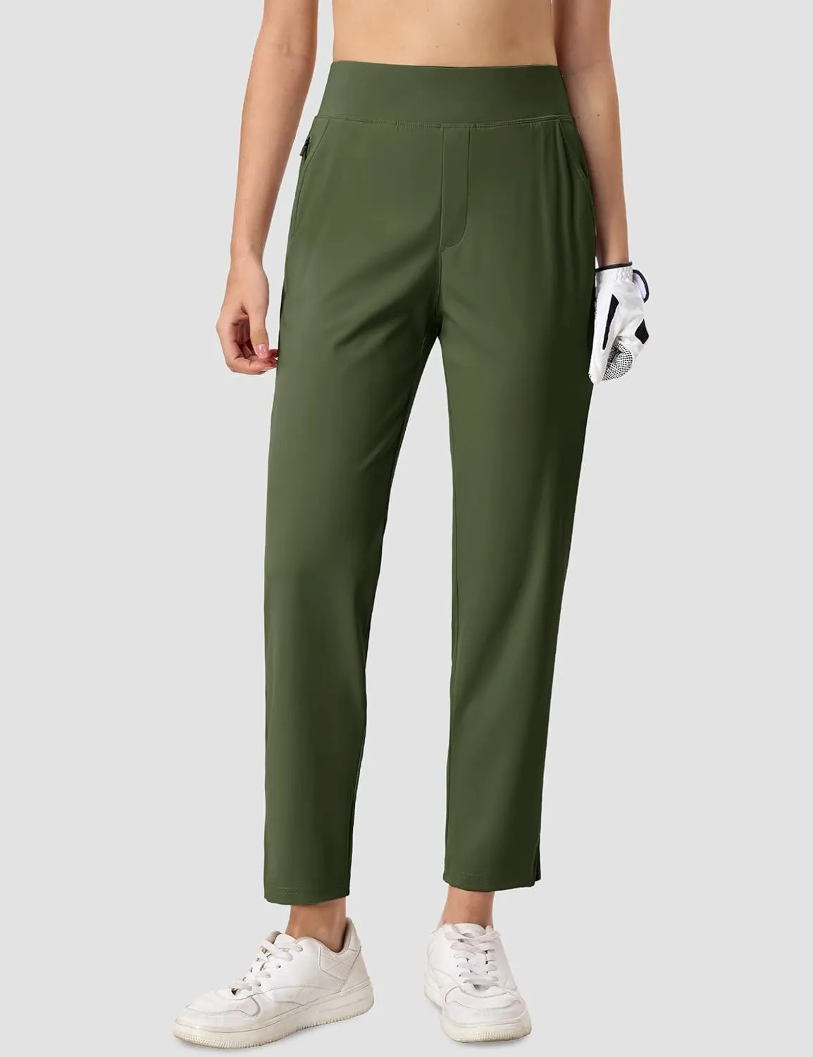 MAGCOMSEN Womens Golf Pants UPF 50  High Waisted Stretch 7/8 Ankle Dress Work Casual Slack Summer Travel Pants 5 Pockets