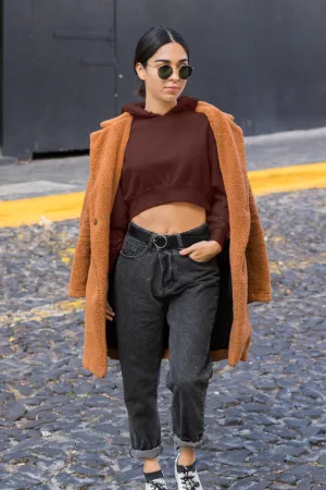 Maroon Crop Hoodie for women