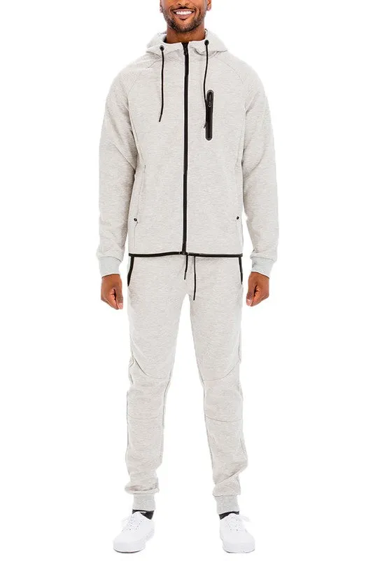 Men's Active Wear Orange Zipper Jacket & Pants Tracksuit