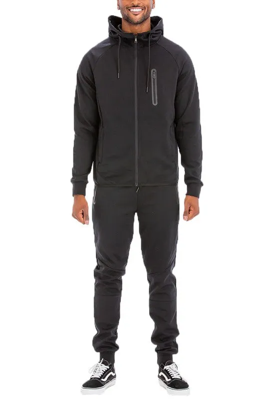 Men's Active Wear Orange Zipper Jacket & Pants Tracksuit