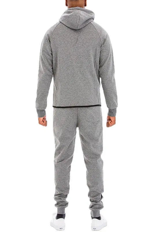 Men's Active Wear Orange Zipper Jacket & Pants Tracksuit