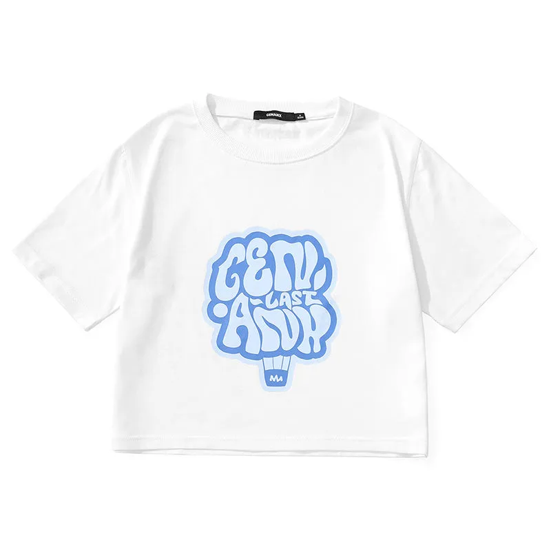 Minimalist Bm Style Navel Letter Print Crop T-Shirt