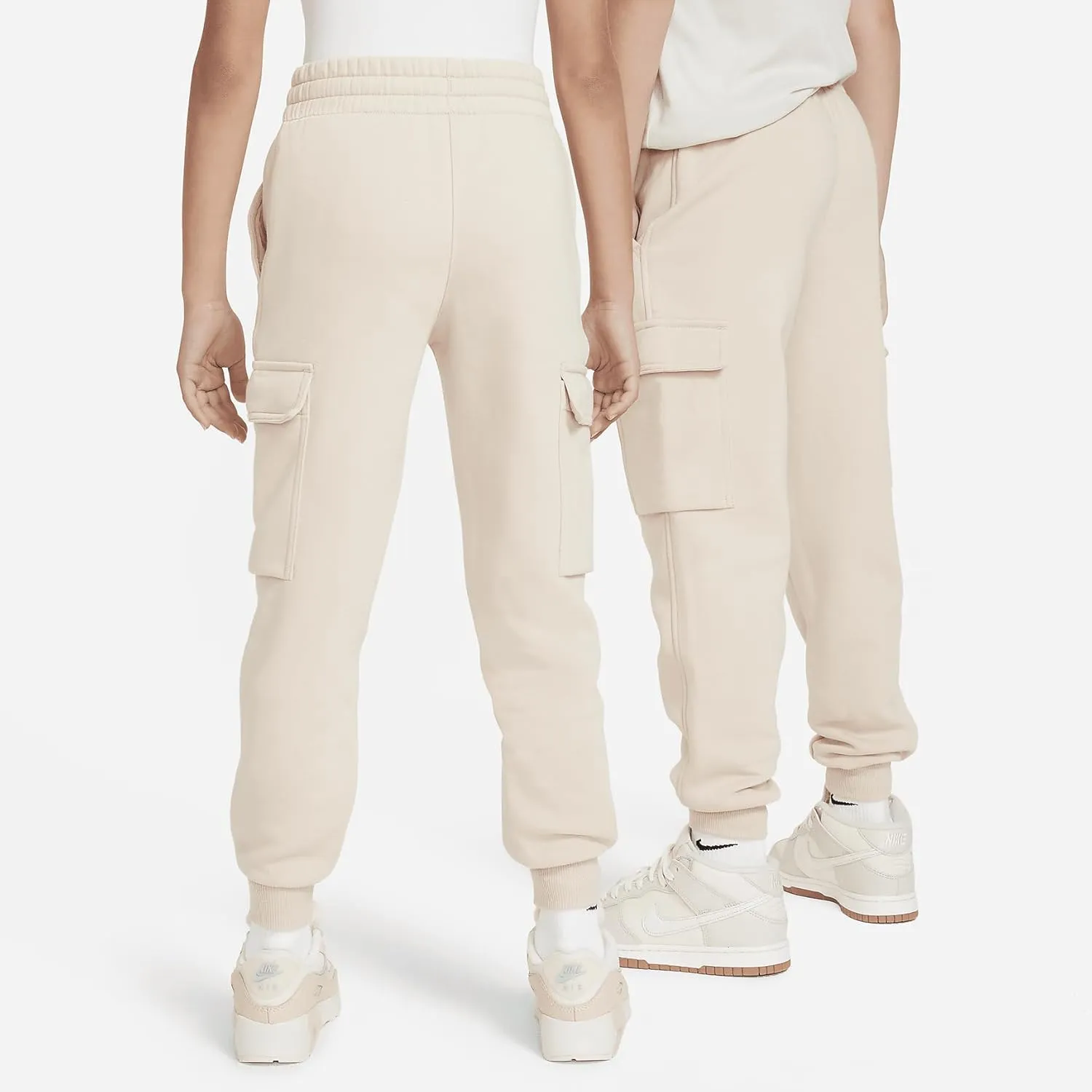 Nike Sportswear Club Fleece Big Kids' Cargo Pants (FD3012-126, Sanddrift/Sanddrift/White)