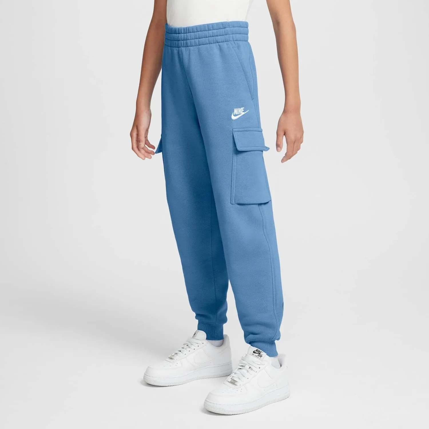 Nike Sportswear Club Fleece Big Kids' Cargo Pants (FD3012-489, Blue Beyond/Blue Beyond/White)