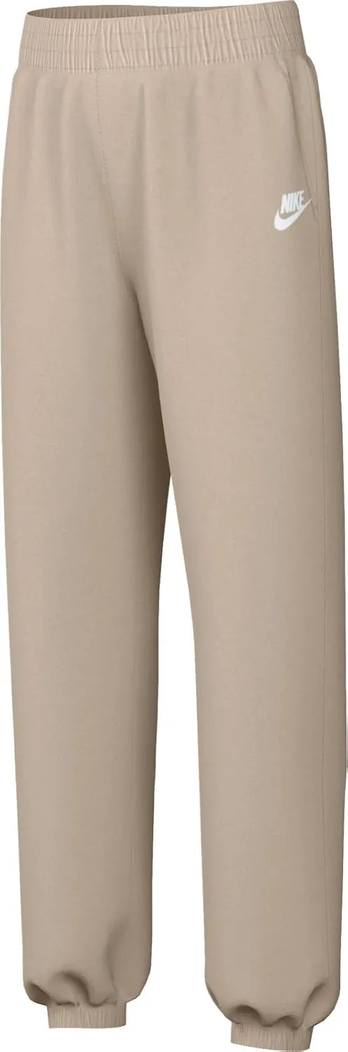 Nike Sportswear Club Fleece Big Kids' (Girls') Loose Pants (SANDDRIFT/SANDDRIFT/White, FD2933-126) Size Medium