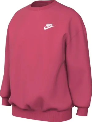 Nike Sportswear Club Fleece Big Kids' (Girls') Oversized Sweatshirt (FD2923-629, Aster Pink/White)