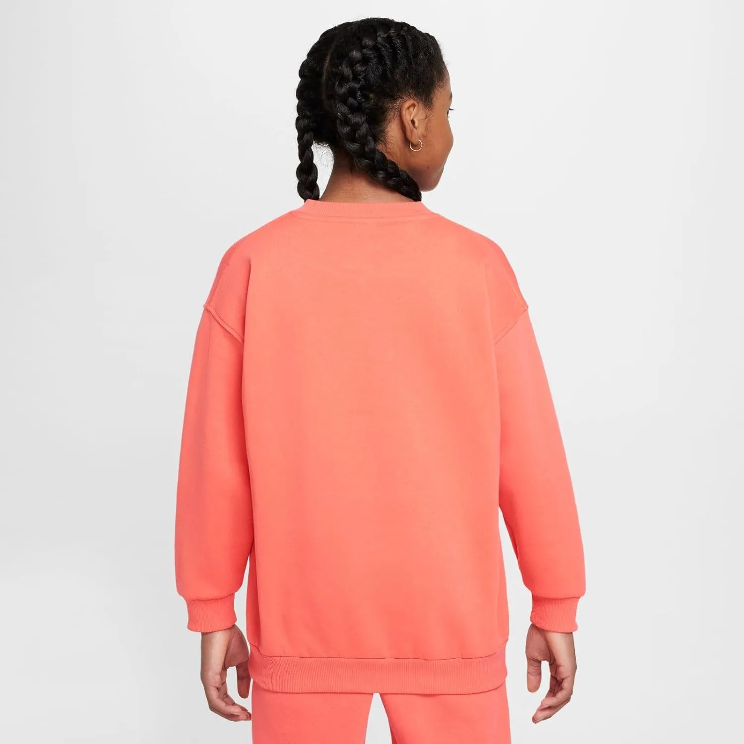 Nike Sportswear Club Fleece Big Kids' (Girls') Oversized Sweatshirt (FD2923-814, Magic Ember/White)