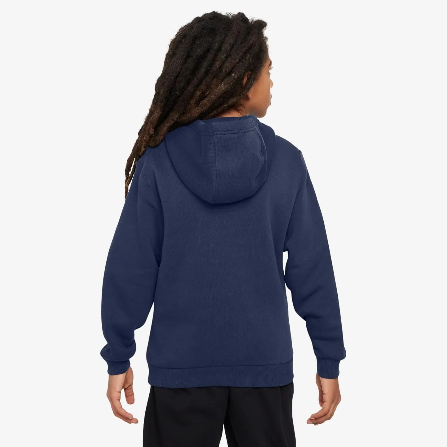 Nike Sportswear Club Fleece Big Kids' Hoodie (HJ3156-410, Midnight Navy/White)