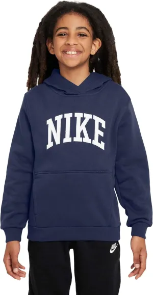 Nike Sportswear Club Fleece Big Kids' Hoodie (HJ3156-410, Midnight Navy/White)