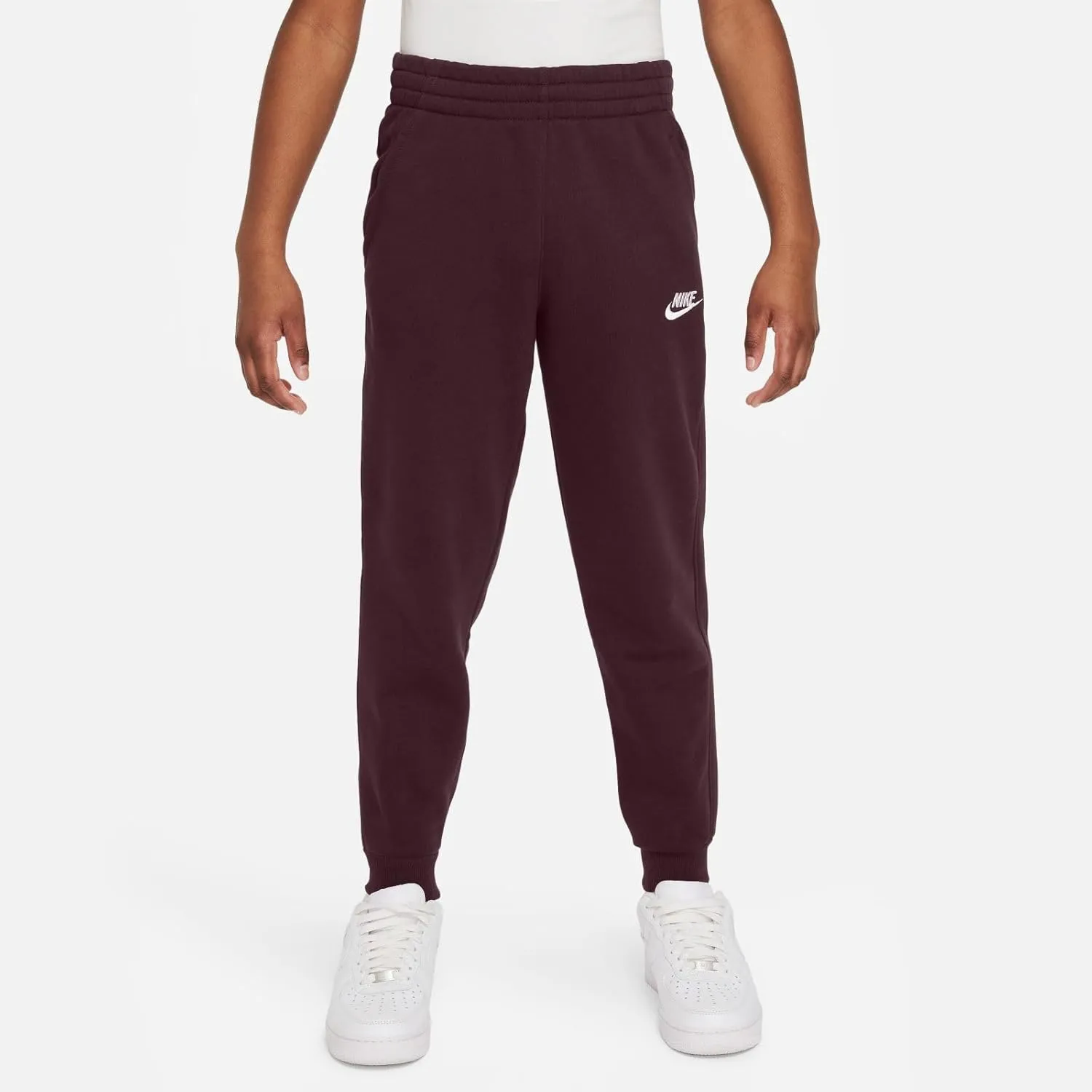 Nike Sportswear Club Fleece Big Kids' Joggers (FD3008-652, Burgundy Crush/White)