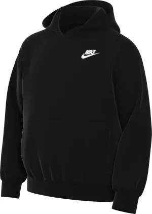 Nike Sportswear Club Fleece Big Kids' Pullover Hoodie (Extended Size) (FD3001-010, Black/White)